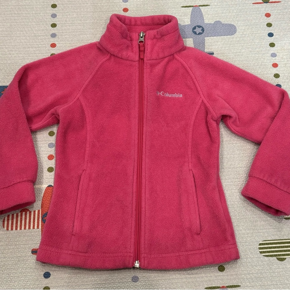 Columbia Pink Fleece Zip Up Sweater Girls Size xxs 4 -5